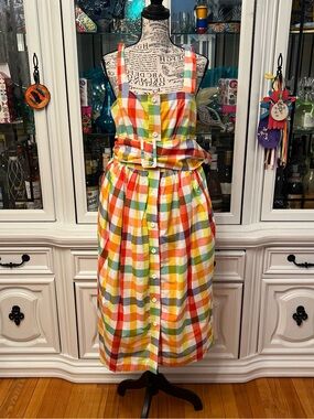 Christopher John Rogers Multicolor Gingham Sundress with Petticoat and Belt 10